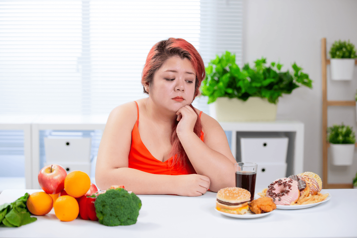 Woman feeling obsessed with food